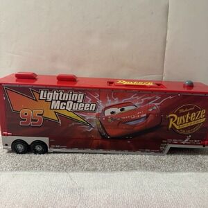 Disney Pixar Cars Lightning McQueen 95 Rusteze Mack Superliner Truck Trailer 19"
